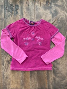 Girls' Two-Tone Pink Layered-Look Long Sleeve Top